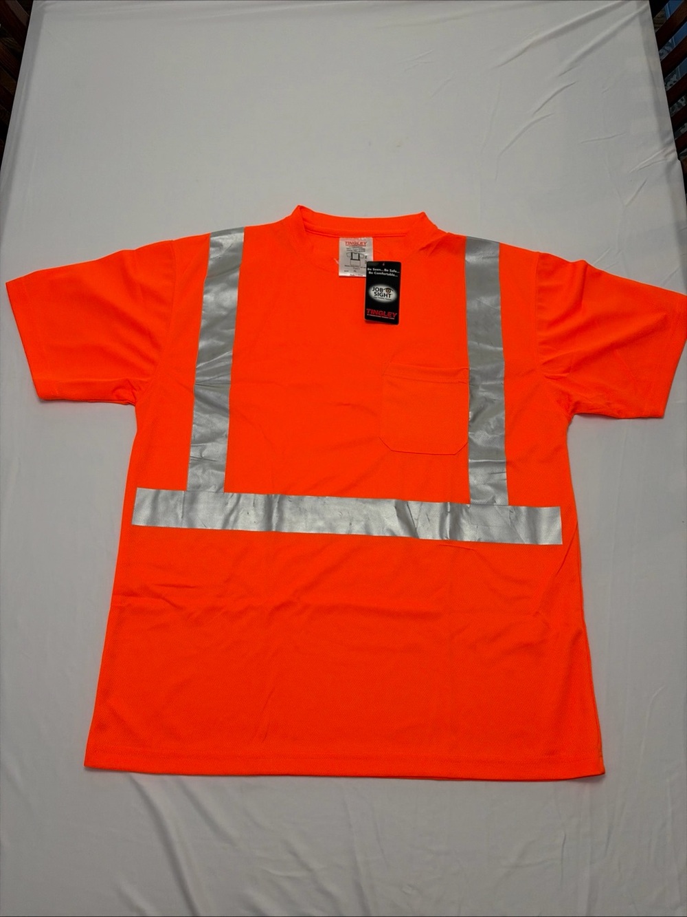 High-Visibility Orange Long Sleeve Safety Tee with Reflective Tape